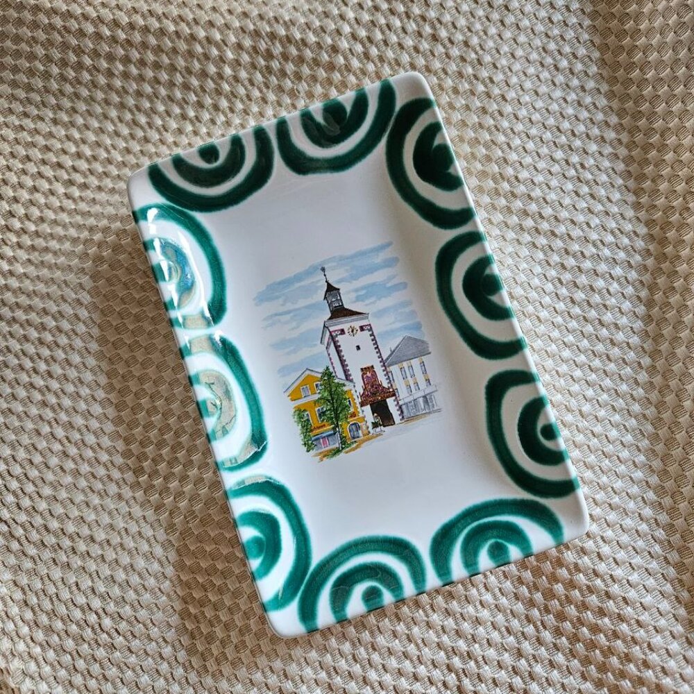 Gmundner Keramik‎ Studio - Exclusiv fur Fa. Lothring Green & White Ceramic Plate